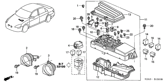 ELECTRICAL / EXHAUST / HEATER / FUEL/CONTROL UNIT (ENGINE ROOM) for 2005 Honda ACCORD SEDAN #1