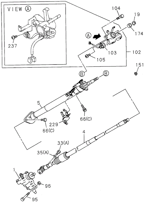 CHASSIS/STEERING COLUMN (2) (EXC. TILT STEERING) for 1996 Honda PASSPORT #1