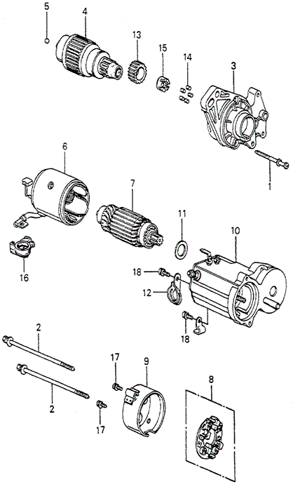 ENGINE/STARTER MOTOR COMPONENTS (DENSO) ('82 KL) for 1982 Honda ACCORD HATCHBACK #1