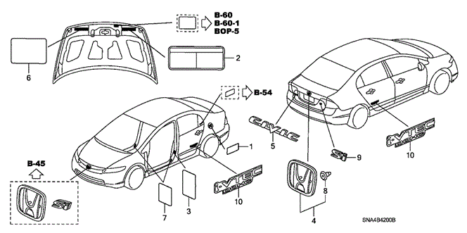 INTERIOR / BUMPER/EMBLEMS - CAUTION LABELS for 2006 Honda CIVIC SEDAN #1