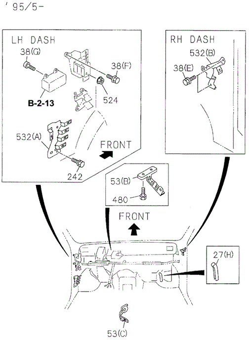 ELECTRICAL / EXHAUST / HEATER / FUEL/WIRING HARNESS CLIPS (LOWER DASH II) for 1997 Honda PASSPORT #1