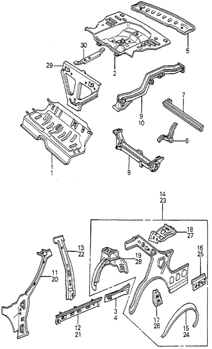 BODY / AIR CONDITIONING/BODY STRUCTURE COMPONENTS (5) for 1981 Honda ACCORD SEDAN #1
