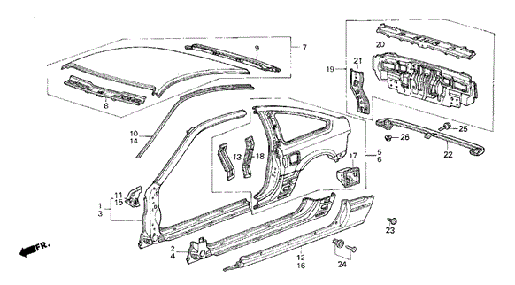 BODY / AIR CONDITIONING/OUTER PANEL for 1985 Honda CRX #1