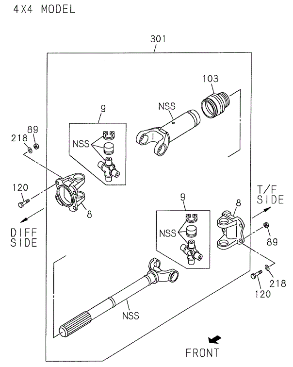 CHASSIS/PROPELLER SHAFT (FR.) for 1999 Honda PASSPORT #1