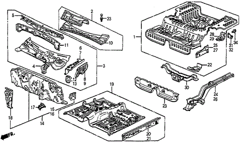 BODY / AIR CONDITIONING/DASHBOARD - FLOOR for 1986 Honda PRELUDE #1