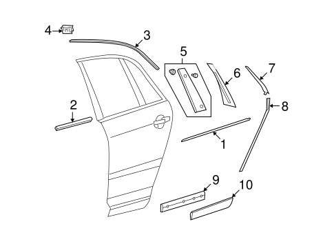 Phaeton EXTERIOR TRIM - REAR DOOR