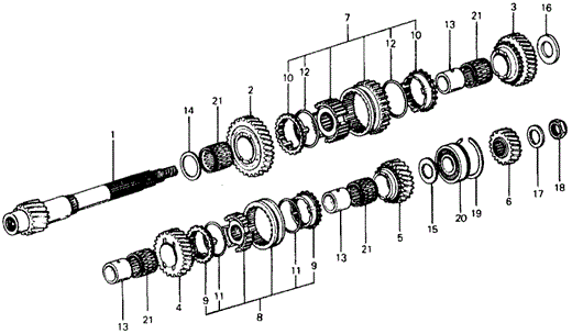 TRANSMISSION - MANUAL/5MT COUNTERSHAFT - COUNTERSHAFTGEARS for 1976 Honda CIVIC HATCHBACK #1