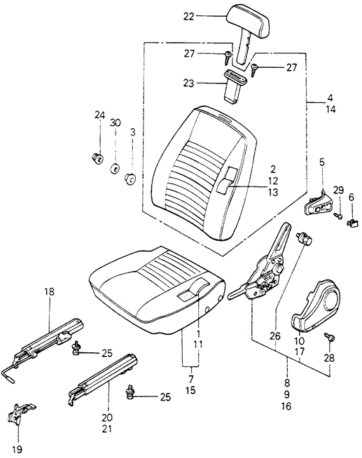 INTERIOR / BUMPER/FRONT SEAT COMPONENTS for 1982 Honda CIVIC 5-DOOR #1