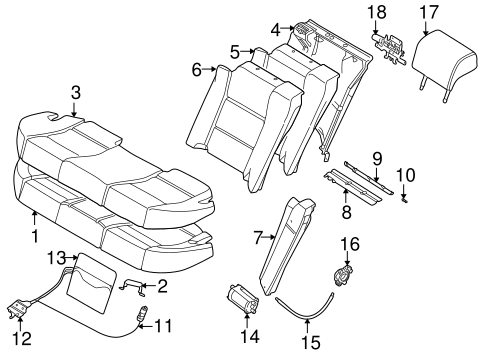 750iL REAR SEAT COMPONENTS