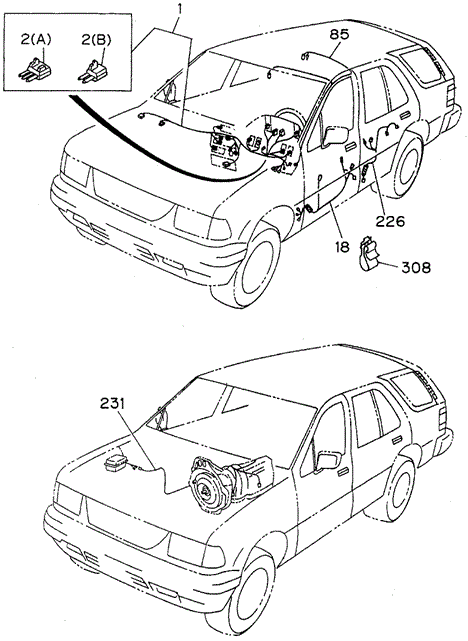 ELECTRICAL / EXHAUST / HEATER / FUEL/WIRING HARNESS (CABIN) for 1996 Honda PASSPORT #1