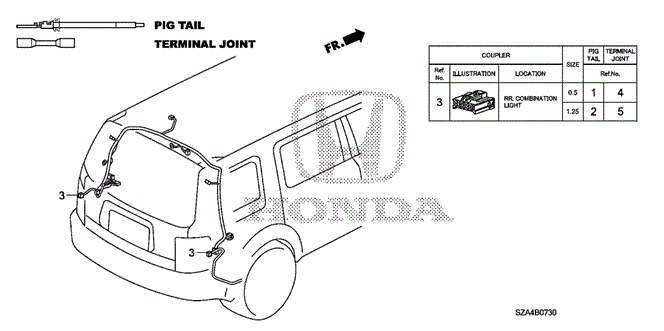 ELECTRICAL / EXHAUST / HEATER / FUEL/ELECTRICAL CONNECTORS (RR.) for 2012 Honda PILOT #1