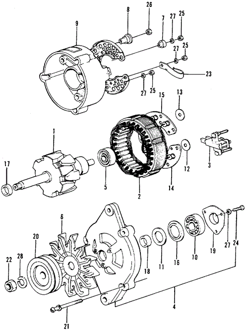 ENGINE/ALTERNATOR COMPONENTS for 1973 Honda CIVIC 1200 COUPE #1