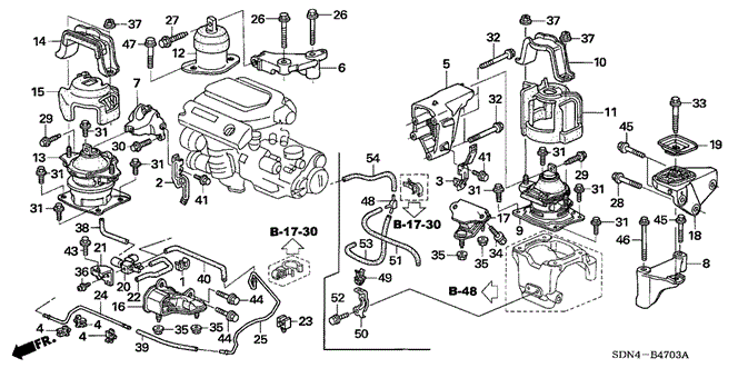 BODY / AIR CONDITIONING/ENGINE MOUNTS (V6) (AT) for 2004 Honda ACCORD COUPE #1