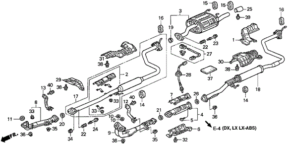 ELECTRICAL / EXHAUST / HEATER / FUEL/EXHAUST PIPE for 1996 Honda CIVIC SEDAN #1