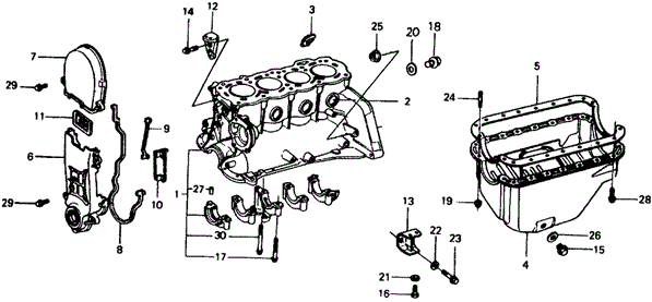 ENGINE/CYLINDER BLOCK - OIL PAN ('76-'77) for 1976 Honda CIVIC HATCHBACK #1