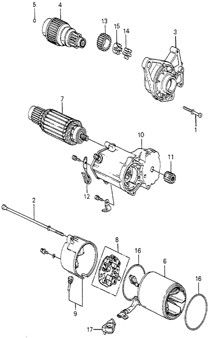 ENGINE/STARTER MOTOR COMPONENTS (DENSO) ('83 KA/KH) for 1983 Honda ACCORD SEDAN #1