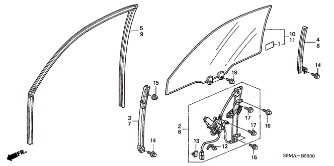 RSX DOOR GLASS - REGULATOR