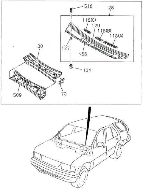 BODY / AIR CONDITIONING/FRONT BULKHEAD for 1996 Honda PASSPORT #1