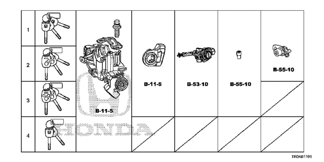 CIVIC SEDAN KEY CYLINDER SET