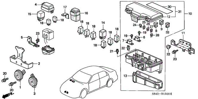 ELECTRICAL / EXHAUST / HEATER / FUEL/CONTROL UNIT (ENGINE ROOM) for 1999 Honda ACCORD SEDAN #1