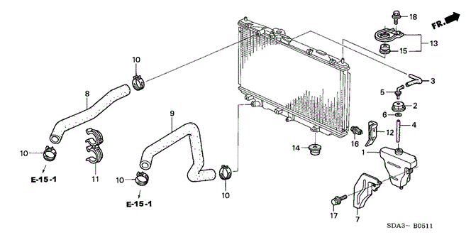 ELECTRICAL / EXHAUST / HEATER / FUEL/RADIATOR HOSE - RESERVE TANK (V6) for 2003 Honda ACCORD SEDAN #1