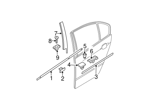 325xi EXTERIOR TRIM - REAR DOOR 2