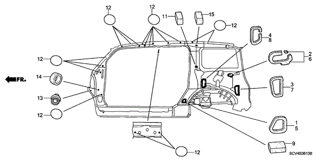 INTERIOR / BUMPER/GROMMET (SIDE) for 2003 Honda ELEMENT #1