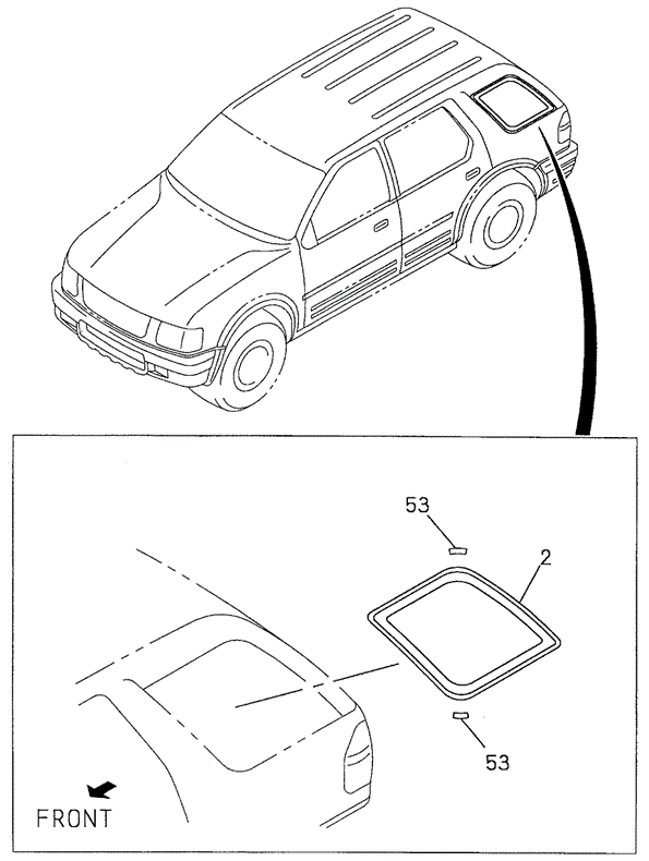 BODY / AIR CONDITIONING/QUARTER GLASS for 2000 Honda PASSPORT #1