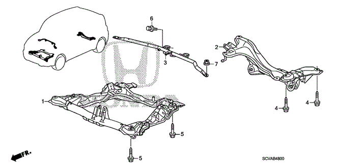 BODY / AIR CONDITIONING/FRONT SUB FRAME - CROSS BEAM for 2008 Honda ELEMENT #1