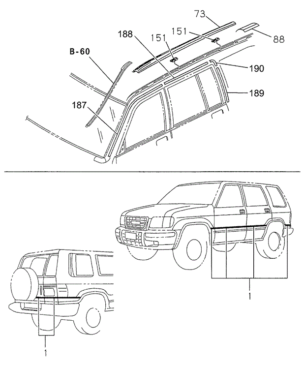 INTERIOR / BUMPER/MOLDING (SIDE - ROOF) for 1998 Acura SLX #1