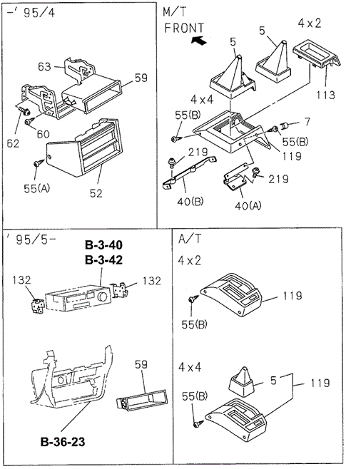 INTERIOR / BUMPER/CONSOLE (FR.) for 1997 Honda PASSPORT #1