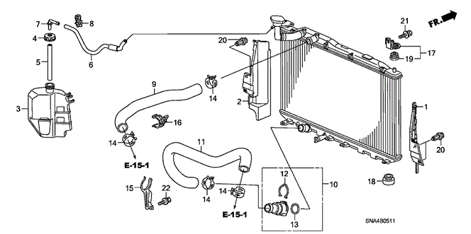 CIVIC SEDAN RADIATOR HOSE - RESERVE TANK (2.0L)