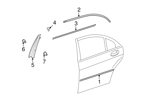 S350 EXTERIOR TRIM - REAR DOOR