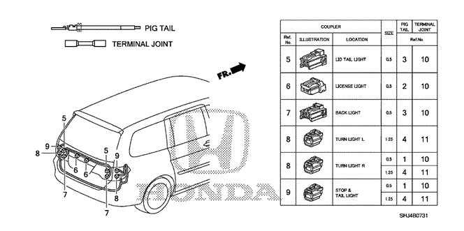 ELECTRICAL / EXHAUST / HEATER / FUEL/ELECTRICAL CONNECTORS (RR.) ('08-) for 2010 Honda ODYSSEY #1