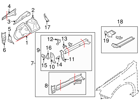 Impreza STRUCTURAL COMPONENTS & RAILS