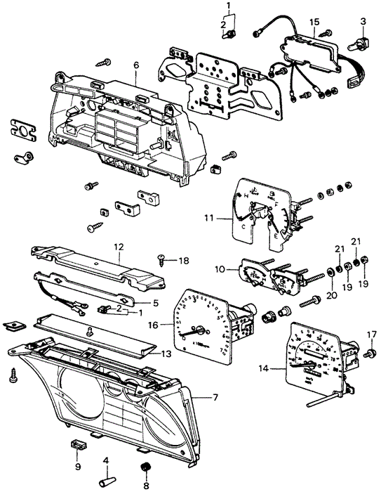 ELECTRICAL / EXHAUST / HEATER / FUEL/SPEEDOMETER - TACHOMETER COMPONENTS (4) (NS) for 1982 Honda CIVIC HATCHBACK #1