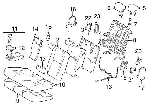 NX200t REAR SEAT COMPONENTS