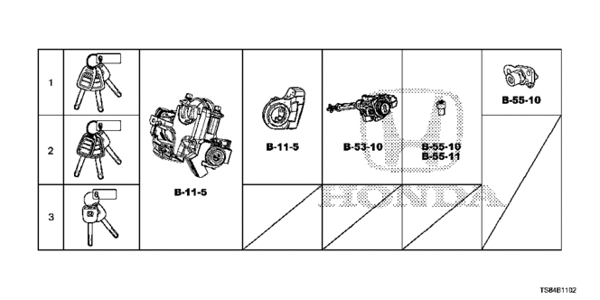 CIVIC COUPE KEY CYLINDER SET ('14-)