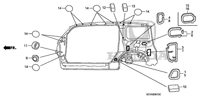 INTERIOR / BUMPER/GROMMET (SIDE) for 2010 Honda ELEMENT #1