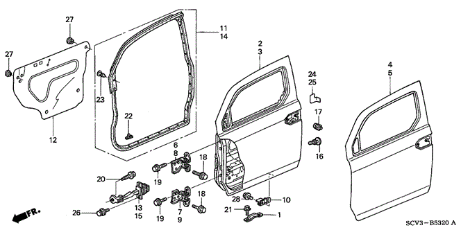 BODY / AIR CONDITIONING/FRONT DOOR PANELS for 2005 Honda ELEMENT #1