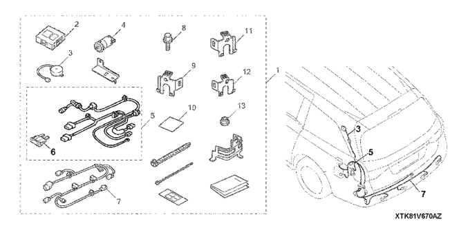 ACCESSORIES/BACK-UP SENSOR ATTACHMENT (NON-SMART START) for 2012 Honda ODYSSEY #1