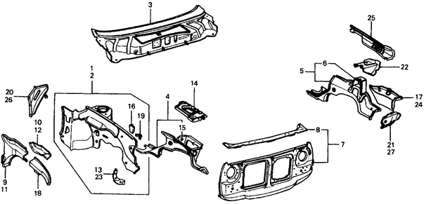 BODY / AIR CONDITIONING/BODY STRUCTURE COMPONENTS (1) for 1977 Honda CIVIC HATCHBACK #1