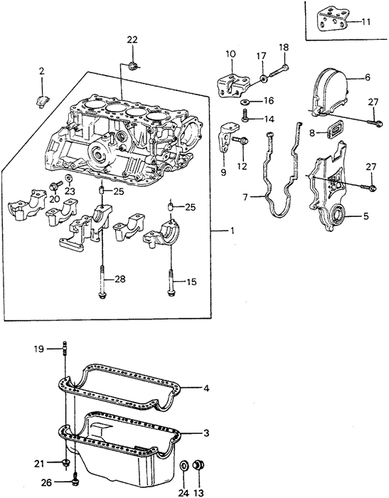 ENGINE/CYLINDER BLOCK - OIL PAN (2) for 1981 Honda CIVIC HATCHBACK #1