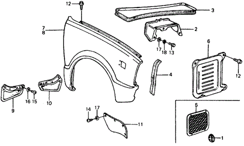 BODY / AIR CONDITIONING/FRONT FENDER for 1976 Honda CIVIC HATCHBACK #1