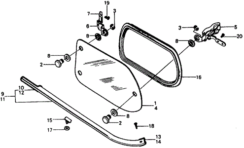 BODY / AIR CONDITIONING/QUARTER WINDOW for 1977 Honda CIVIC HATCHBACK #1