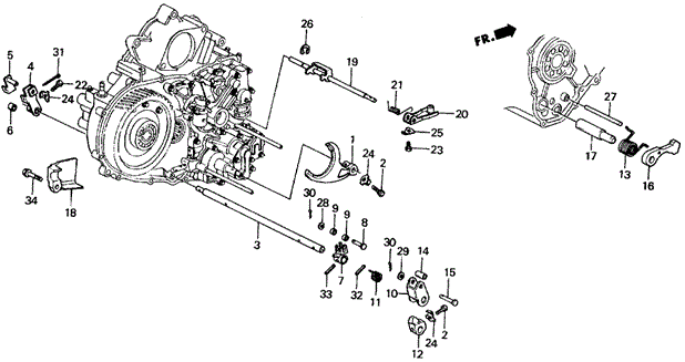 TRANSMISSION - AUTOMATIC/AT SHIFT LEVER SHAFT ('84-'85) for 1985 Honda CIVIC SEDAN #1
