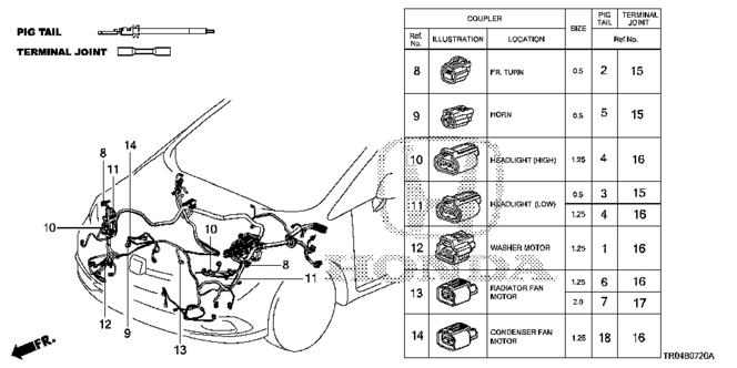 ELECTRICAL / EXHAUST / HEATER / FUEL/ELECTRICAL CONNECTORS (FR.) for 2012 Honda CIVIC SEDAN #1