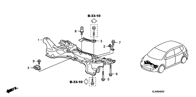 BODY / AIR CONDITIONING/FRONT SUB FRAME for 2008 Honda FIT #1