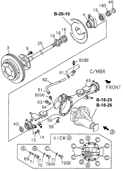 SLX REAR AXLE CASE - SHAFT