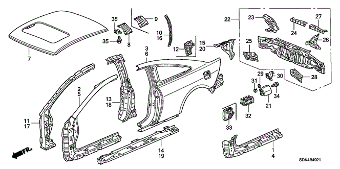 BODY / AIR CONDITIONING/OUTER PANEL - ROOF PANEL (PLASMA STYLE PANEL) for 2003 Honda ACCORD COUPE #1